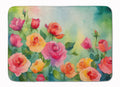 Roses in Watercolor Memory Foam Kitchen Mat Machine Washable Anti-Fatigue Cushion Comfort Bath or Kitchen Rug