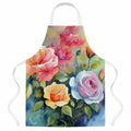 Roses in Watercolor Apron Cooking Kitchen Server Baking Crafts Gardening for Adult Women Men, Unisex, Large, Multicolor