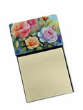 Roses in Watercolor Watercolor Sticky Note Holder Refillable Dispenser Desk Accessory 3x3 Pad Gift