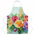 Roses in Watercolor Apron Cooking Kitchen Server Baking Crafts Gardening for Adult Women Men, Unisex, Large, Multicolor