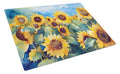 Sunflowers in Watercolor Cutting Board Tempered Glass Kitchen Cutting Surface, Heat Resistant Chopping, Non-Slip Feet, Food Prep & Serving