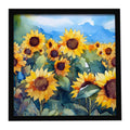Sunflowers in Watercolor Framed Metal Print Bathroom, Kitchen, Office, Home Decor Wall Art Ready to Hang, Square, 8X8
