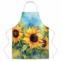 Sunflowers in Watercolor Apron Cooking Kitchen Server Baking Crafts Gardening for Adult Women Men, Unisex, Large, Multicolor