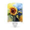 Sunflowers in Watercolor Ceramic Night Light Compact, UL-Certified, Ideal for Bedroom, Bathroom, Nursery, Hallway, Kitchen, 6x4x3, Multicolor