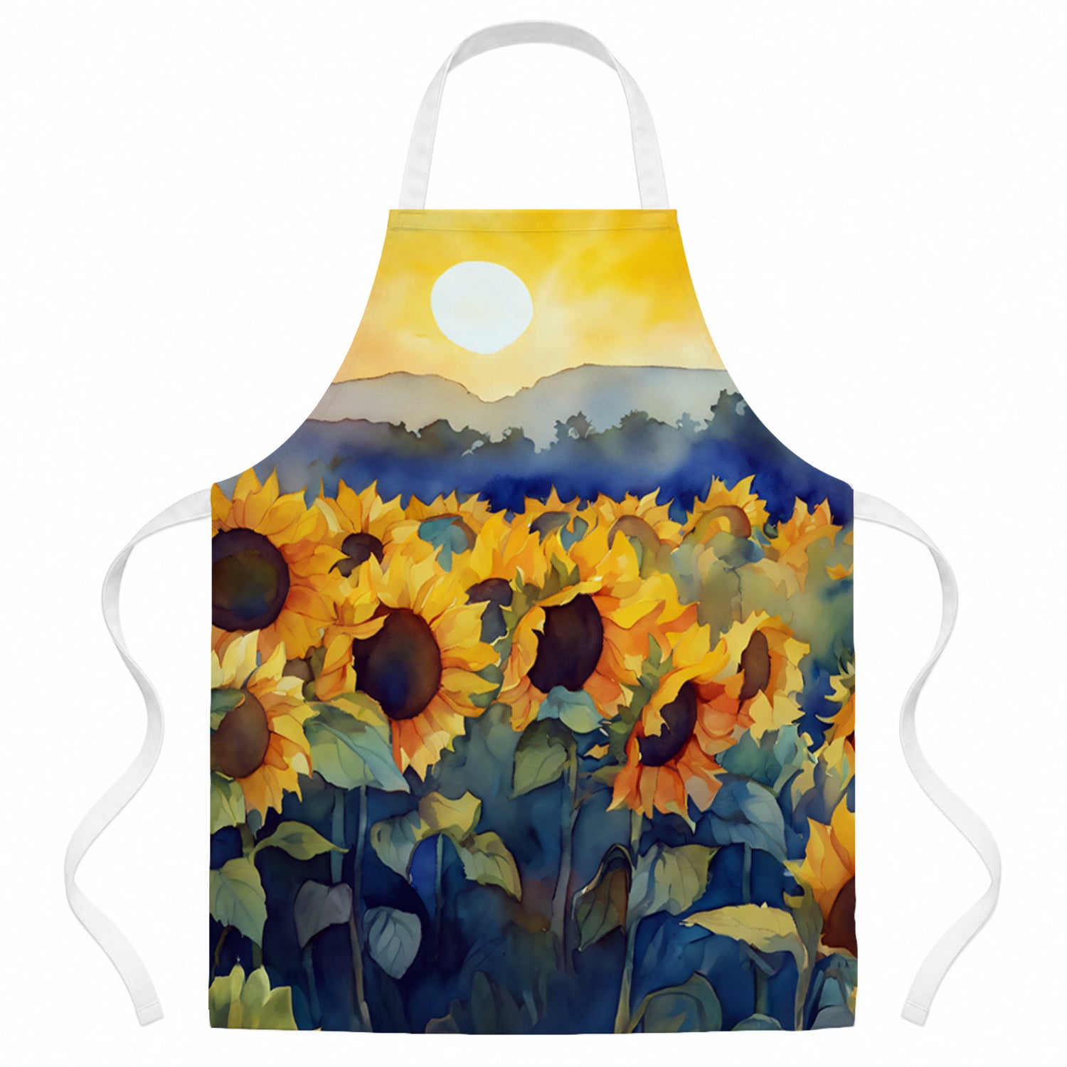 Sunflowers in Watercolor Apron Cooking Kitchen Server Baking Crafts Gardening for Adult Women Men, Unisex, Large, Multicolor