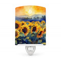 Sunflowers in Watercolor Ceramic Night Light Compact, UL-Certified, Ideal for Bedroom, Bathroom, Nursery, Hallway, Kitchen, 6x4x3, Multicolor