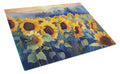 Sunflowers in Watercolor Cutting Board Tempered Glass Kitchen Cutting Surface, Heat Resistant Chopping, Non-Slip Feet, Food Prep & Serving