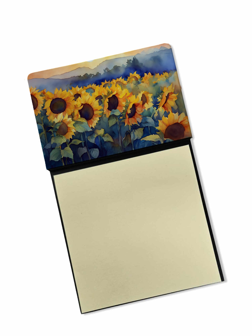 Sunflowers in Watercolor Watercolor Sticky Note Holder Refillable Dispenser Desk Accessory 3x3 Pad Gift