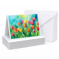 Tulips in Watercolor Greeting Cards Pack of 8 Blank Cards with Envelopes Whimsical A7 Size 5x7
