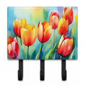 Tulips in Watercolor Leash or Key Holder Wall Hooks, Coat Rack Wall Mount, for Hanging Keys, Towels, Aprons, Leashes