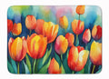 Tulips in Watercolor Memory Foam Kitchen Mat Machine Washable Anti-Fatigue Cushion Comfort Bath or Kitchen Rug