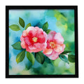 Alabama Camellia in Watercolor Framed Metal Print Bathroom, Kitchen, Office, Home Decor Wall Art Ready to Hang, Square, 8X8