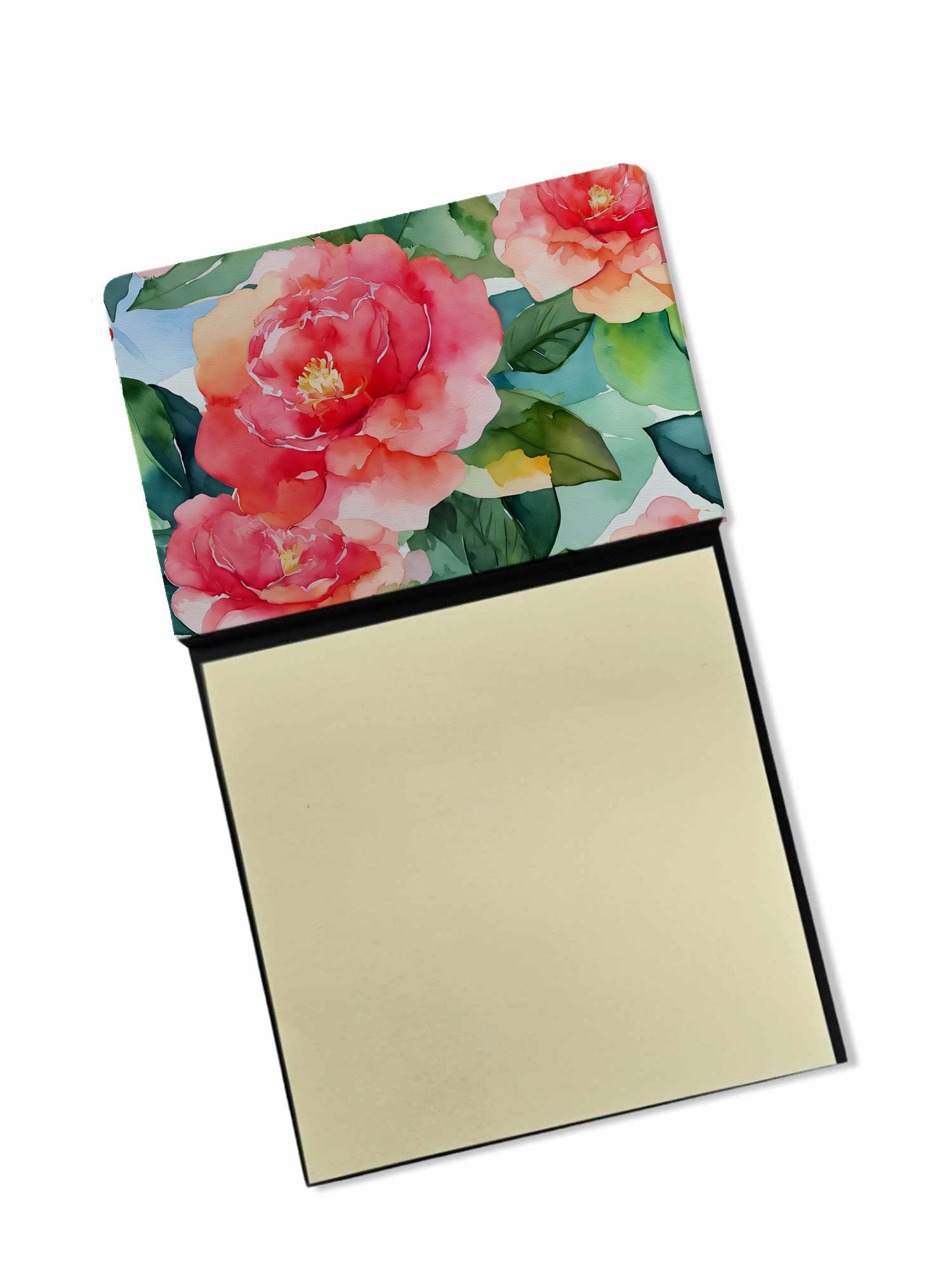 Alabama Camellia in Watercolor Watercolor Sticky Note Holder Refillable Dispenser Desk Accessory 3x3 Pad Gift