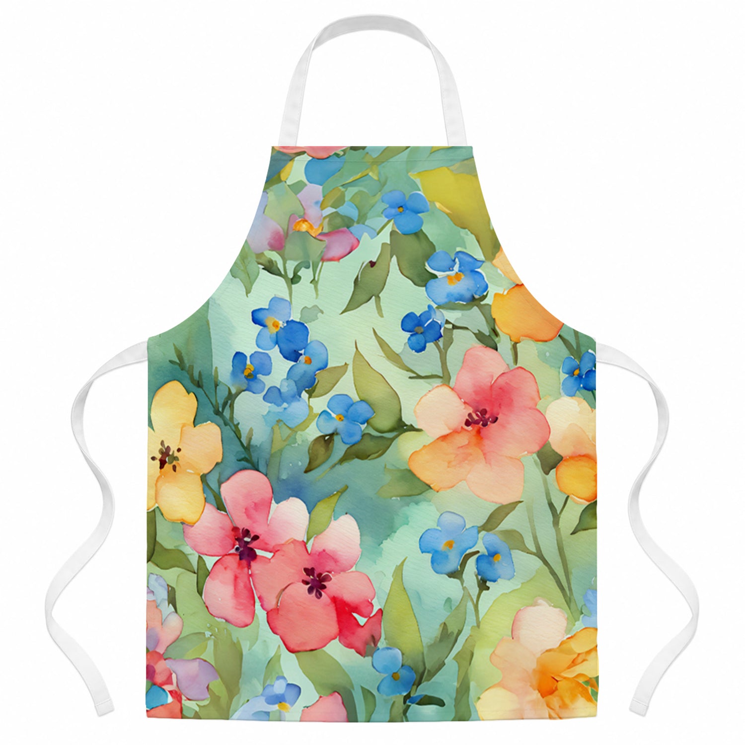 Alaska Forget-me-nots in Watercolor Apron Cooking Kitchen Server Baking Crafts Gardening for Adult Women Men, Unisex, Large, Multicolor