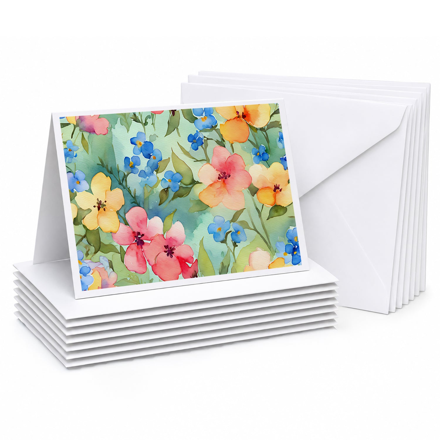 Alaska Forget-me-nots in Watercolor Greeting Cards Pack of 8 Blank Cards with Envelopes Whimsical A7 Size 5x7
