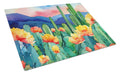 Arizona Saguaro Cactus Blossom in Watercolor Cutting Board Tempered Glass Kitchen Cutting Surface, Heat Resistant Chopping, Non-Slip Feet, Food Prep & Serving