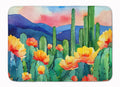 Arizona Saguaro Cactus Blossom in Watercolor Memory Foam Kitchen Mat Machine Washable Anti-Fatigue Cushion Comfort Bath or Kitchen Rug