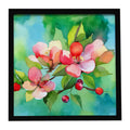Arkansas Apple Blossom in Watercolor Framed Metal Print Bathroom, Kitchen, Office, Home Decor Wall Art Ready to Hang, Square, 8X8