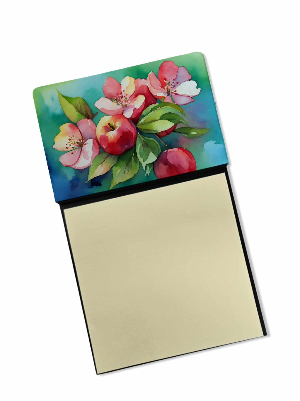 Arkansas Apple Blossom in Watercolor Watercolor Sticky Note Holder Refillable Dispenser Desk Accessory 3x3 Pad Gift