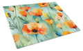 California California Poppies in Watercolor Cutting Board Tempered Glass Kitchen Cutting Surface, Heat Resistant Chopping, Non-Slip Feet, Food Prep & Serving