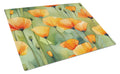 California California Poppies in Watercolor Cutting Board Tempered Glass Kitchen Cutting Surface, Heat Resistant Chopping, Non-Slip Feet, Food Prep & Serving