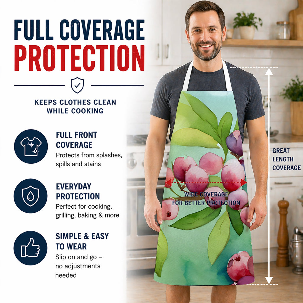 Connecticut Mountain Laurels in Watercolor Apron Cooking Kitchen Server Baking Crafts Gardening for Adult Women Men, Unisex, Large, Multicolor