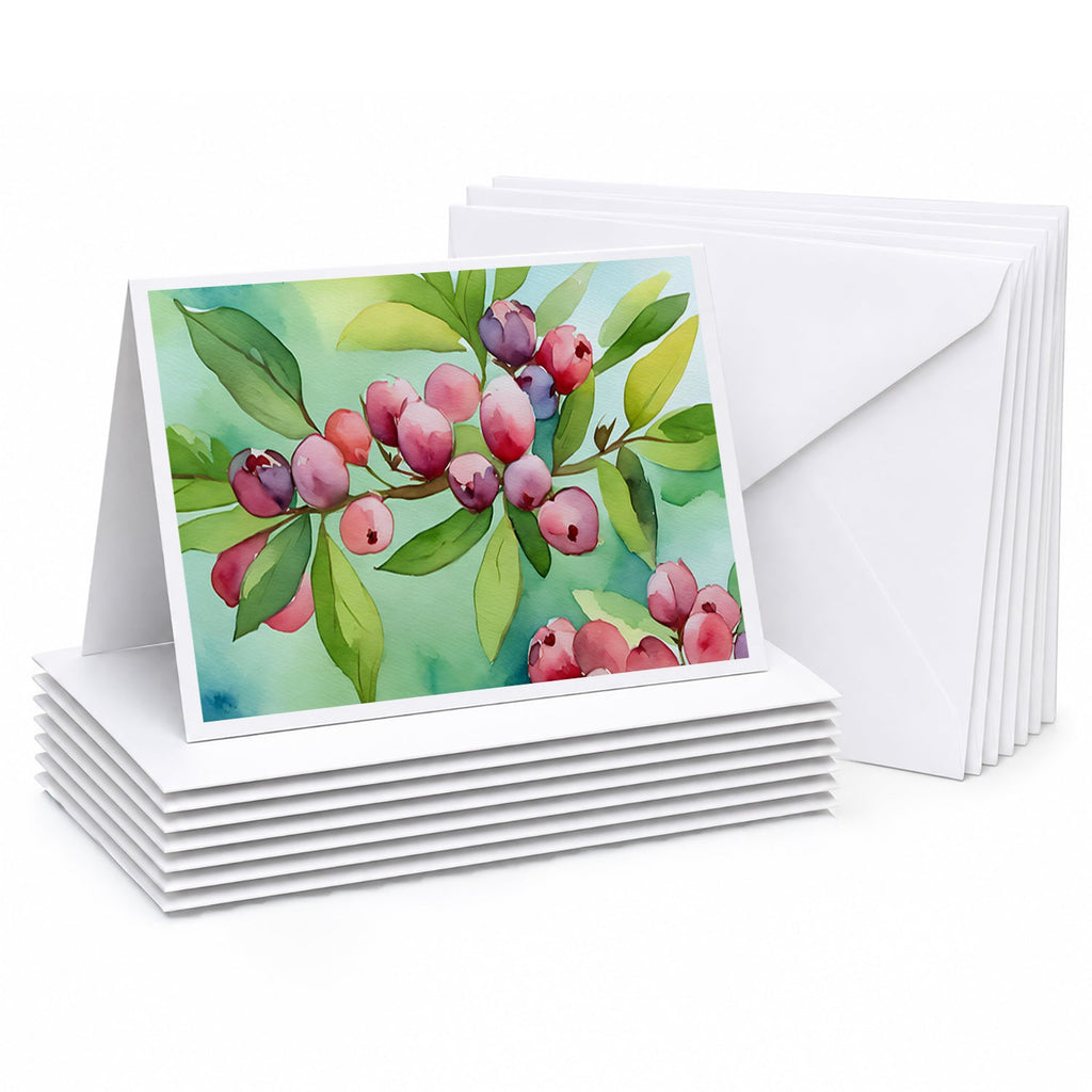 Connecticut Mountain Laurels in Watercolor Greeting Cards Pack of 8 Blank Cards with Envelopes Whimsical A7 Size 5x7