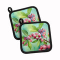 Connecticut Mountain Laurels in Watercolor Pot Holder Set of 2 Heat Resistant Quilted Hot Pads 7.5 x 7.5 Inch, Insulated Kitchen Trivets for Cooking & Baking