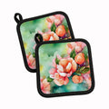Delaware Peach Blossom in Watercolor Pot Holder Set of 2 Heat Resistant Quilted Hot Pads 7.5 x 7.5 Inch, Insulated Kitchen Trivets for Cooking & Baking