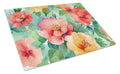 Georgia Cherokee Rose in Watercolor Cutting Board Tempered Glass Kitchen Cutting Surface, Heat Resistant Chopping, Non-Slip Feet, Food Prep & Serving