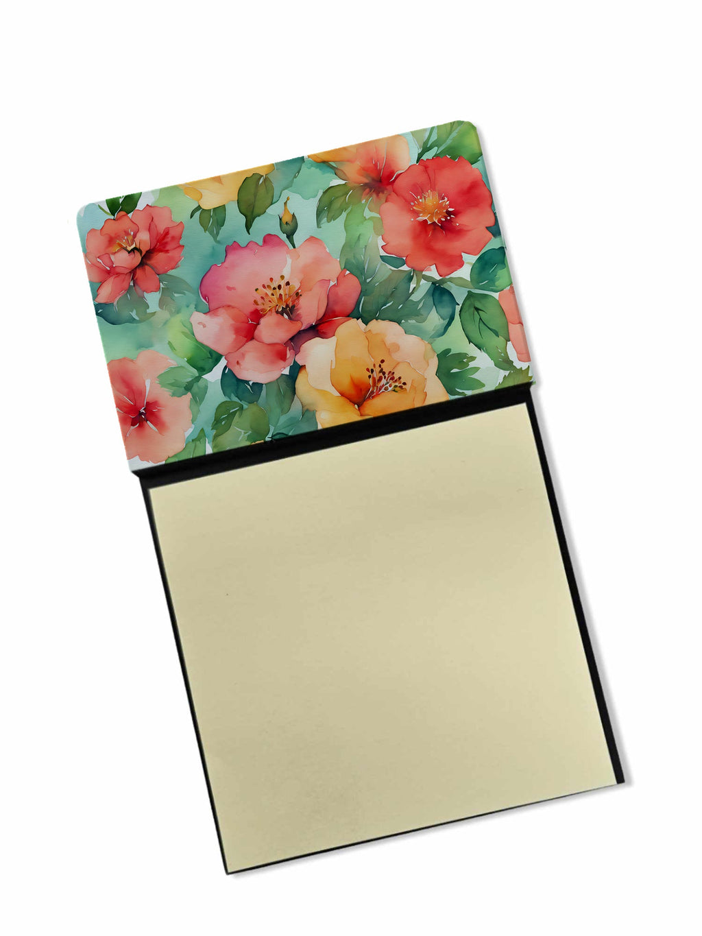 Georgia Cherokee Rose in Watercolor Watercolor Sticky Note Holder Refillable Dispenser Desk Accessory 3x3 Pad Gift