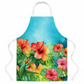 Hawaii Hawaiian Hibiscus in Watercolor Apron Cooking Kitchen Server Baking Crafts Gardening for Adult Women Men, Unisex, Large, Multicolor