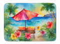 Hawaii Hawaiian Hibiscus in Watercolor Memory Foam Kitchen Mat Machine Washable Anti-Fatigue Cushion Comfort Bath or Kitchen Rug