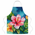 Hawaii Hawaiian Hibiscus in Watercolor Apron Cooking Kitchen Server Baking Crafts Gardening for Adult Women Men, Unisex, Large, Multicolor