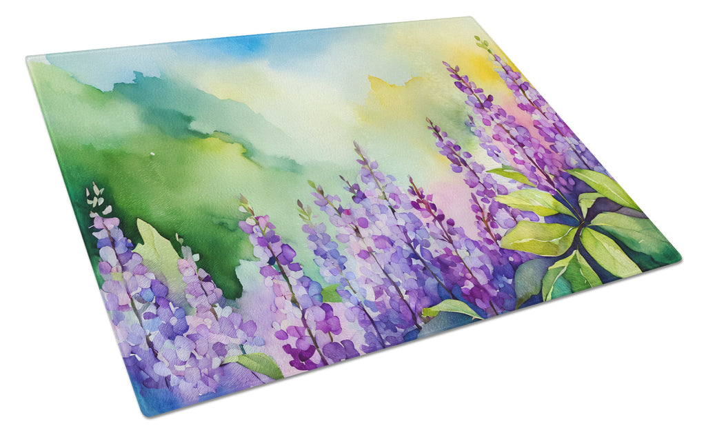 Idaho Syringa in Watercolor Cutting Board Tempered Glass Kitchen Cutting Surface, Heat Resistant Chopping, Non-Slip Feet, Food Prep & Serving