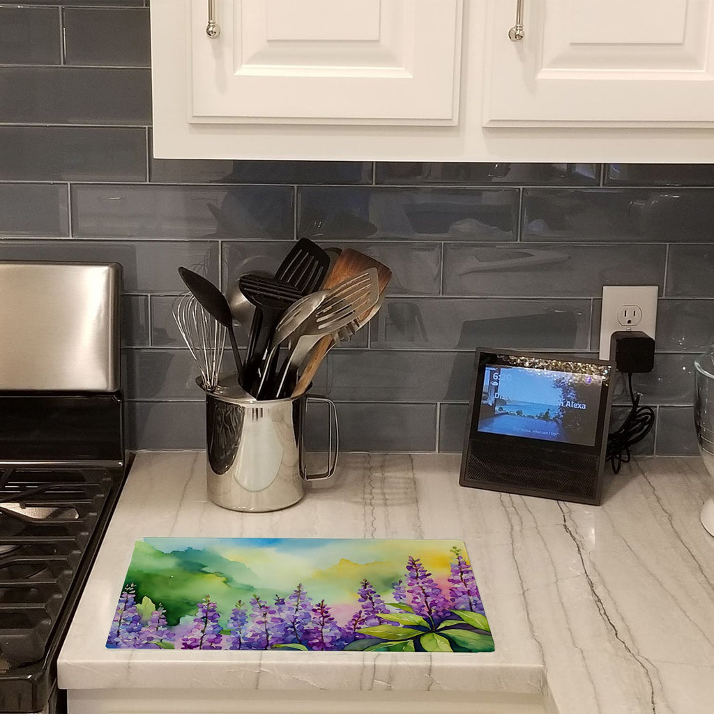 Idaho Syringa in Watercolor Cutting Board Tempered Glass Kitchen Cutting Surface, Heat Resistant Chopping, Non-Slip Feet, Food Prep & Serving