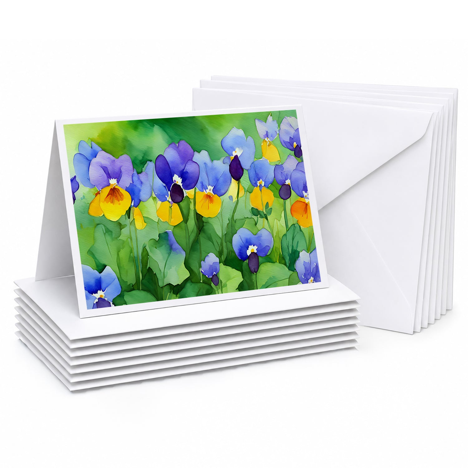 Illinois Violet in Watercolor Greeting Cards Pack of 8 Blank Cards with Envelopes Whimsical A7 Size 5x7