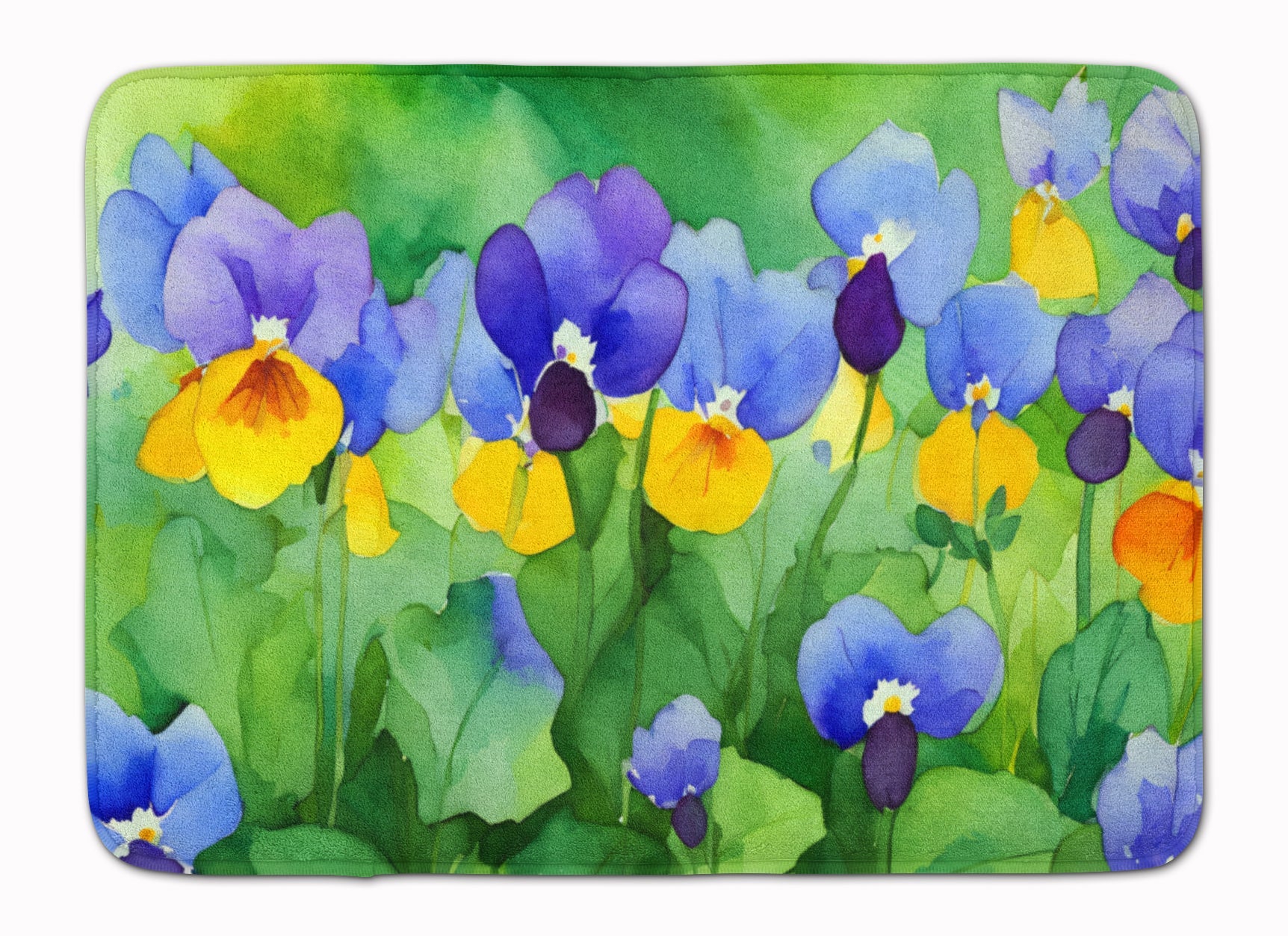 Illinois Violet in Watercolor Memory Foam Kitchen Mat Machine Washable Anti-Fatigue Cushion Comfort Bath or Kitchen Rug