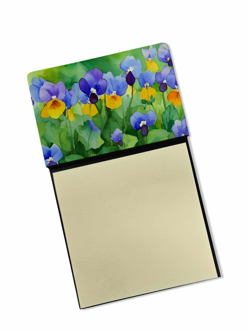 Illinois Violet in Watercolor Watercolor Sticky Note Holder Refillable Dispenser Desk Accessory 3x3 Pad Gift