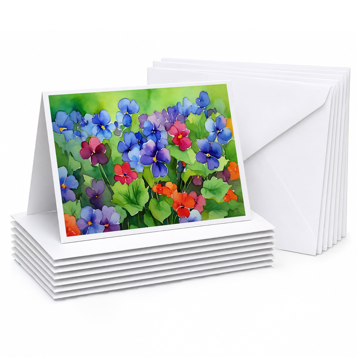 Illinois Violet in Watercolor Greeting Cards Pack of 8 Blank Cards with Envelopes Whimsical A7 Size 5x7