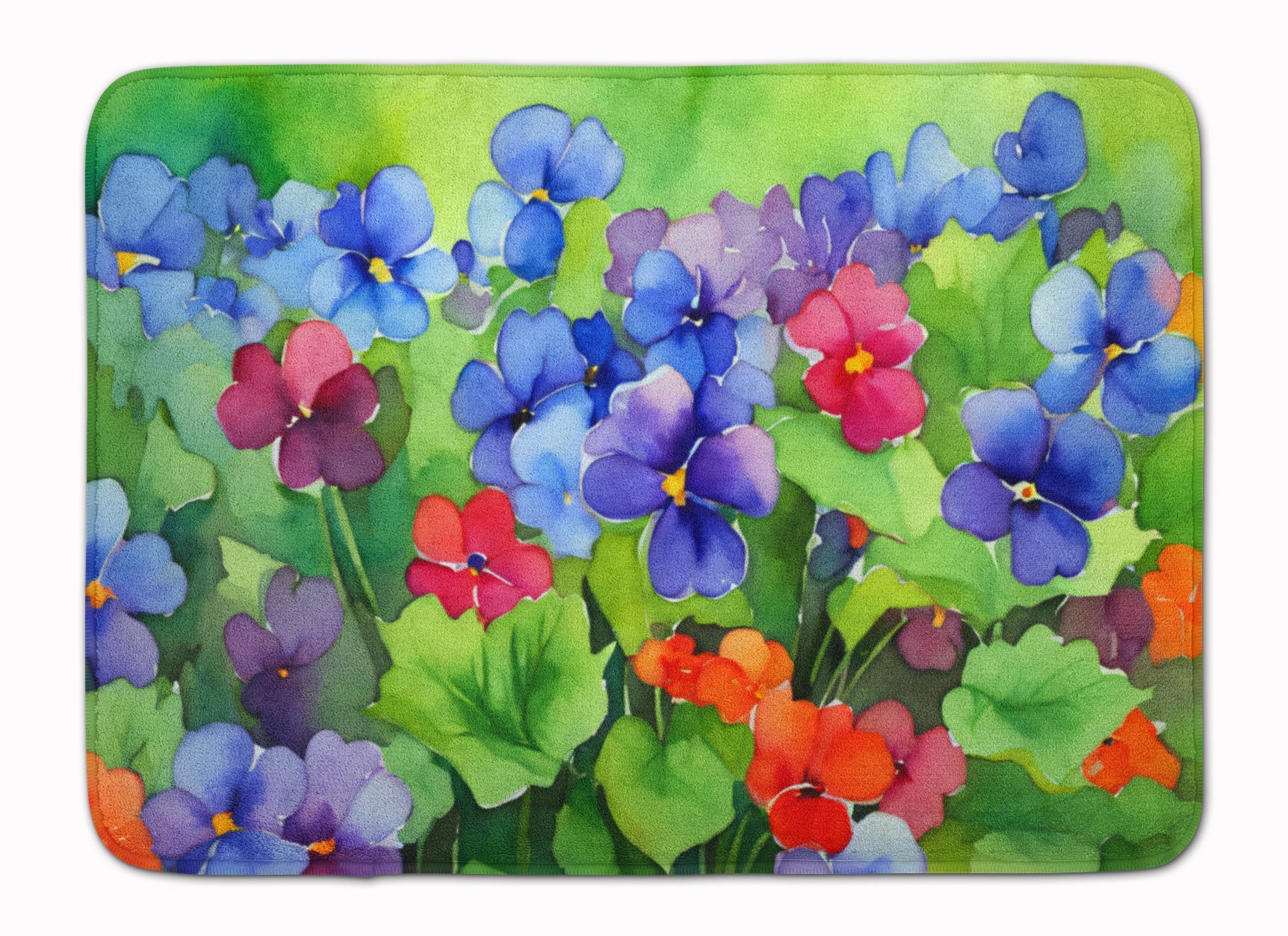 Illinois Violet in Watercolor Memory Foam Kitchen Mat Machine Washable Anti-Fatigue Cushion Comfort Bath or Kitchen Rug