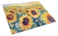 Kansas Sunflowers in Watercolor Cutting Board Tempered Glass Kitchen Cutting Surface, Heat Resistant Chopping, Non-Slip Feet, Food Prep & Serving