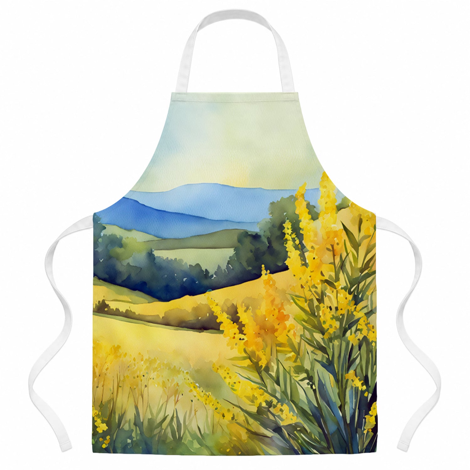 Kentucky Goldenrod in Watercolor Apron Cooking Kitchen Server Baking Crafts Gardening for Adult Women Men, Unisex, Large, Multicolor