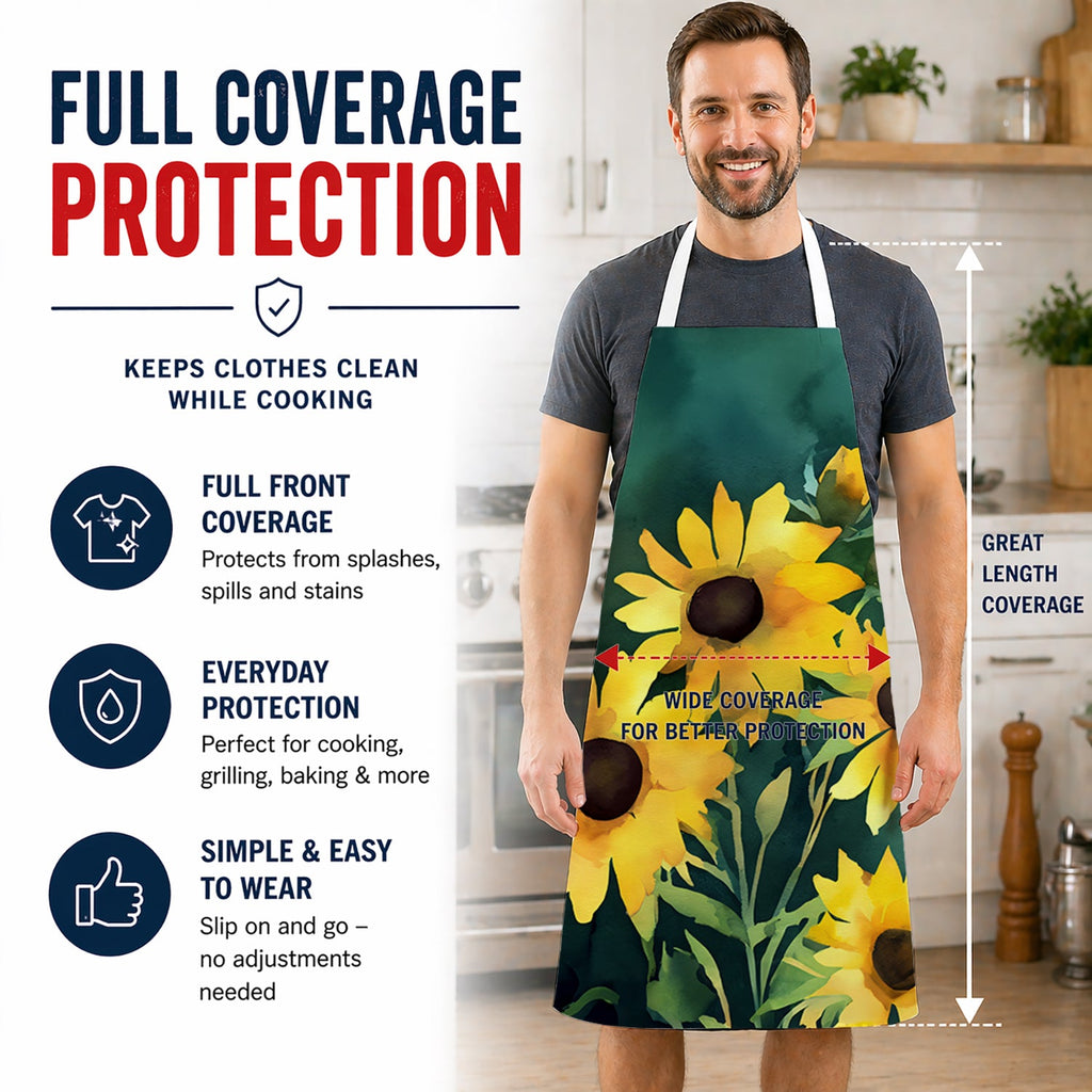 Kentucky Goldenrod in Watercolor Apron Cooking Kitchen Server Baking Crafts Gardening for Adult Women Men, Unisex, Large, Multicolor