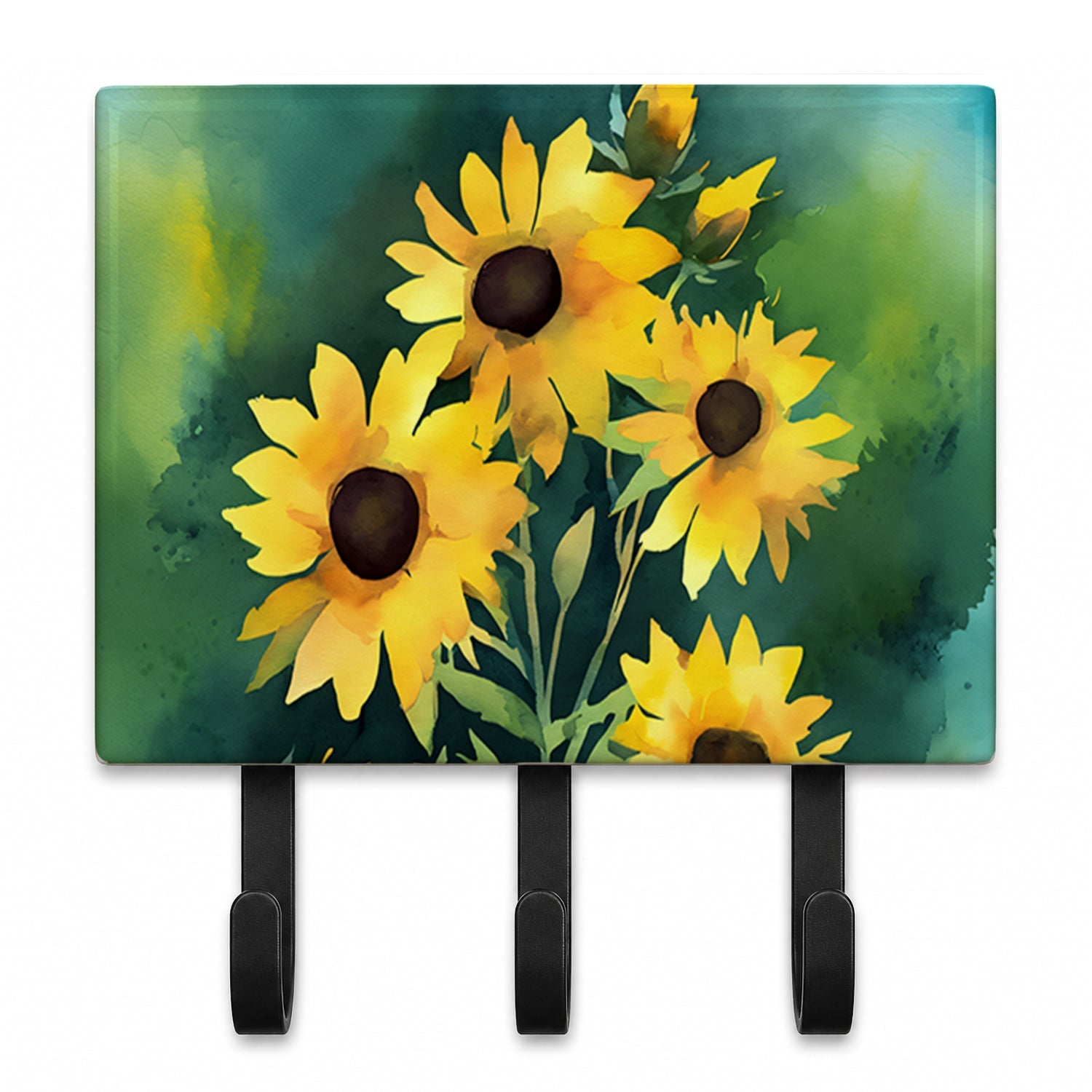 Kentucky Goldenrod in Watercolor Leash or Key Holder Wall Hooks, Coat Rack Wall Mount, for Hanging Keys, Towels, Aprons, Leashes