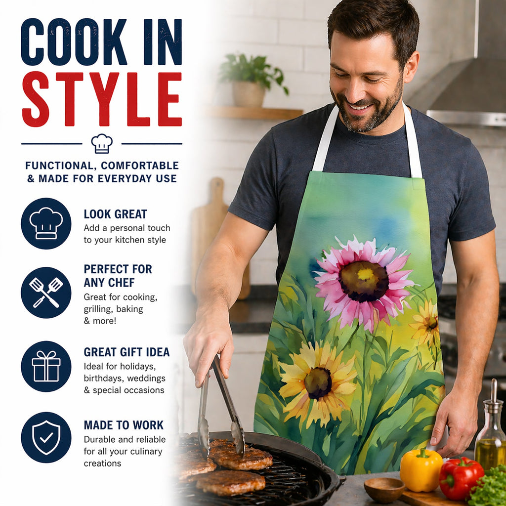 Kentucky Goldenrod in Watercolor Apron Cooking Kitchen Server Baking Crafts Gardening for Adult Women Men, Unisex, Large, Multicolor