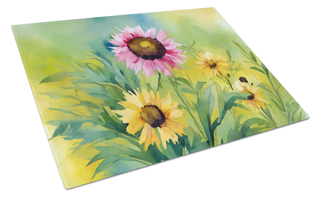 Kentucky Goldenrod in Watercolor Cutting Board Tempered Glass Kitchen Cutting Surface, Heat Resistant Chopping, Non-Slip Feet, Food Prep & Serving