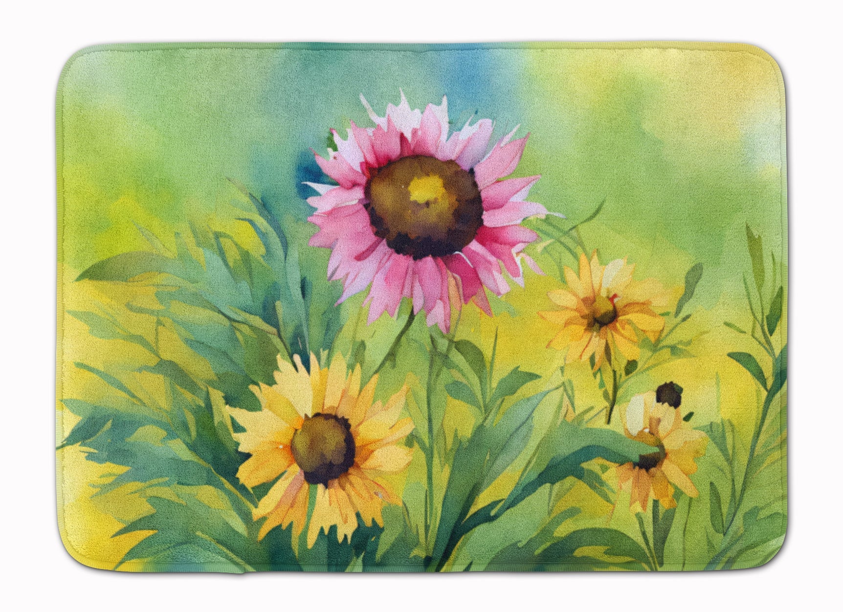 Kentucky Goldenrod in Watercolor Memory Foam Kitchen Mat Machine Washable Anti-Fatigue Cushion Comfort Bath or Kitchen Rug