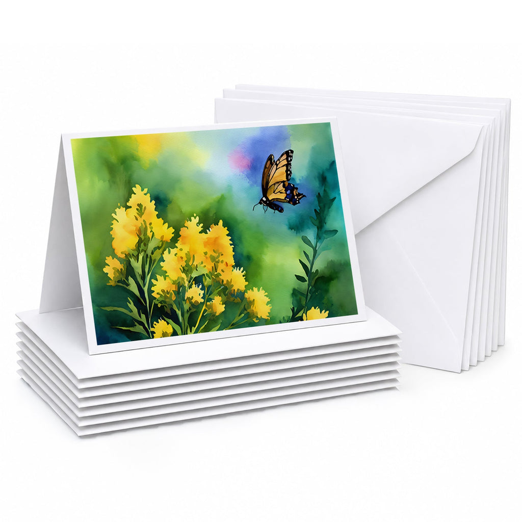 Kentucky Goldenrod in Watercolor Greeting Cards Pack of 8 Blank Cards with Envelopes Whimsical A7 Size 5x7