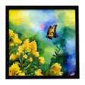 Kentucky Goldenrod in Watercolor Framed Metal Print Bathroom, Kitchen, Office, Home Decor Wall Art Ready to Hang, Square, 8X8